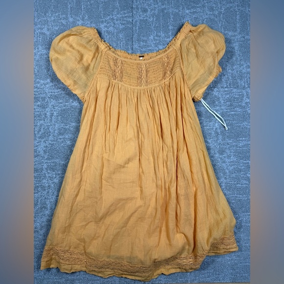 Free People La Mer Romper Dress Women's XS Mini Puff Sleeves Boho Festival - Picture 1 of 7